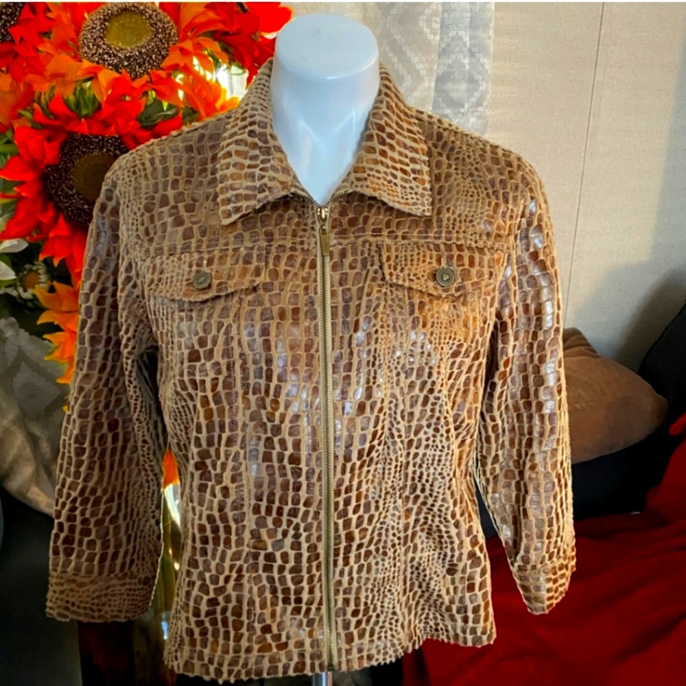 Soft Ruby Rd Brown Tan Jacket Size 8 - image 1